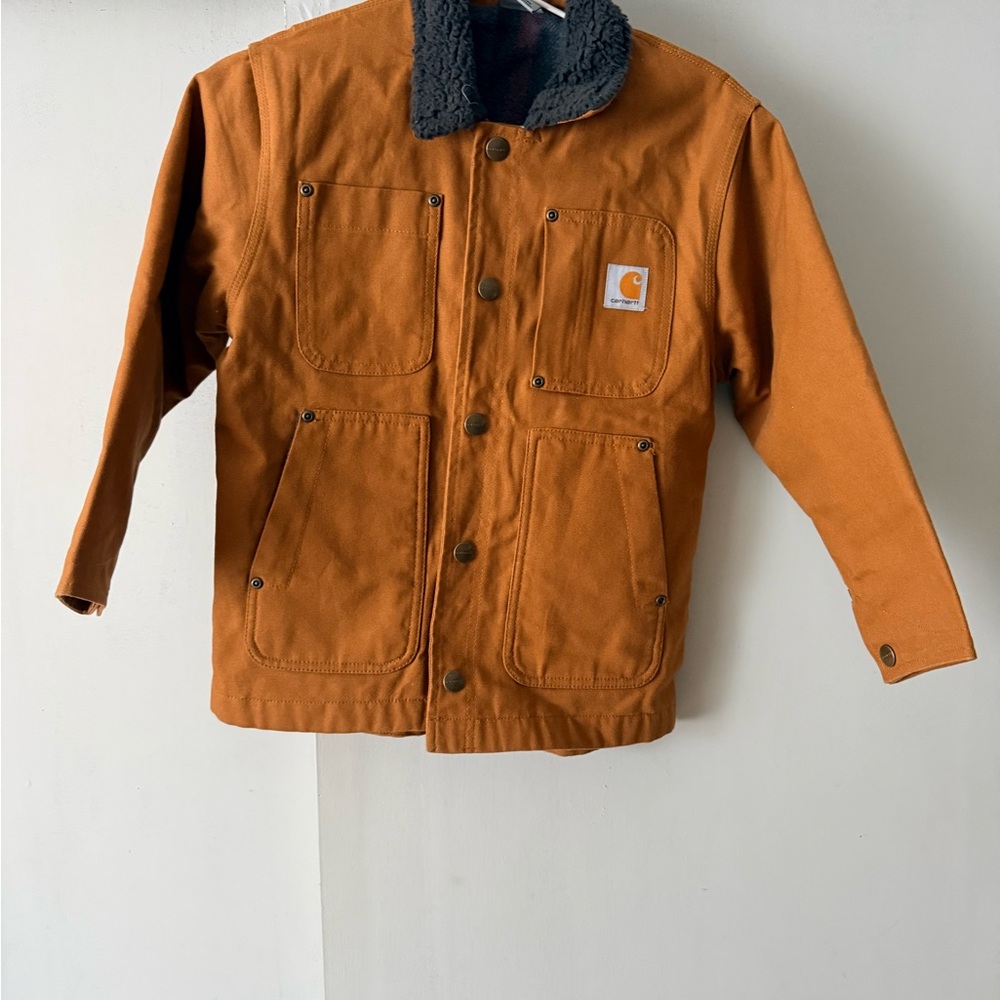 Carhartt Boy's Tan Field Jacket with dark grey Collar - Picture 2 of 7